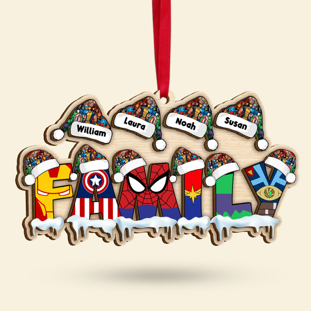 Personalized Superhero Family Christmas Ornament Ornament PopCulturePrints