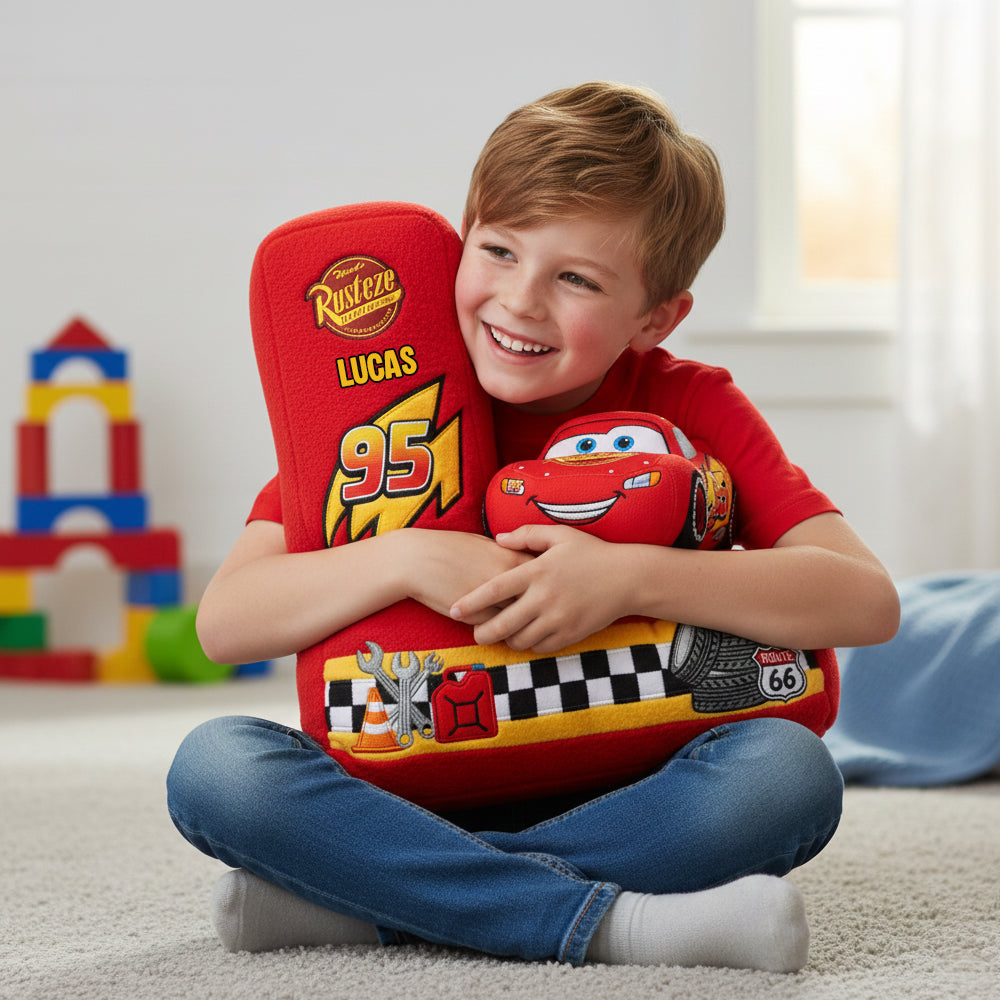 Race Into Dreams with Our Racing Alphabet Initial Letters Custom Shape Pillow - A Personalized Gift for Kids! Pillow PopCulturePrints