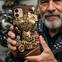 Load image into Gallery viewer, Conquer The World With Dad - Personalized Biker Dad Phone Case Phone Case PopCulturePrints
