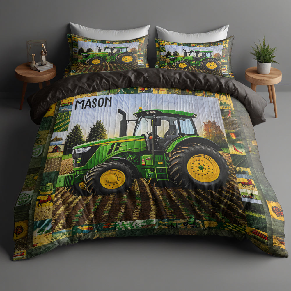 Personalized Tractor Quilt Bedding Set for Couples - Special Line 01KADT150125 Blanket PopCulturePrints