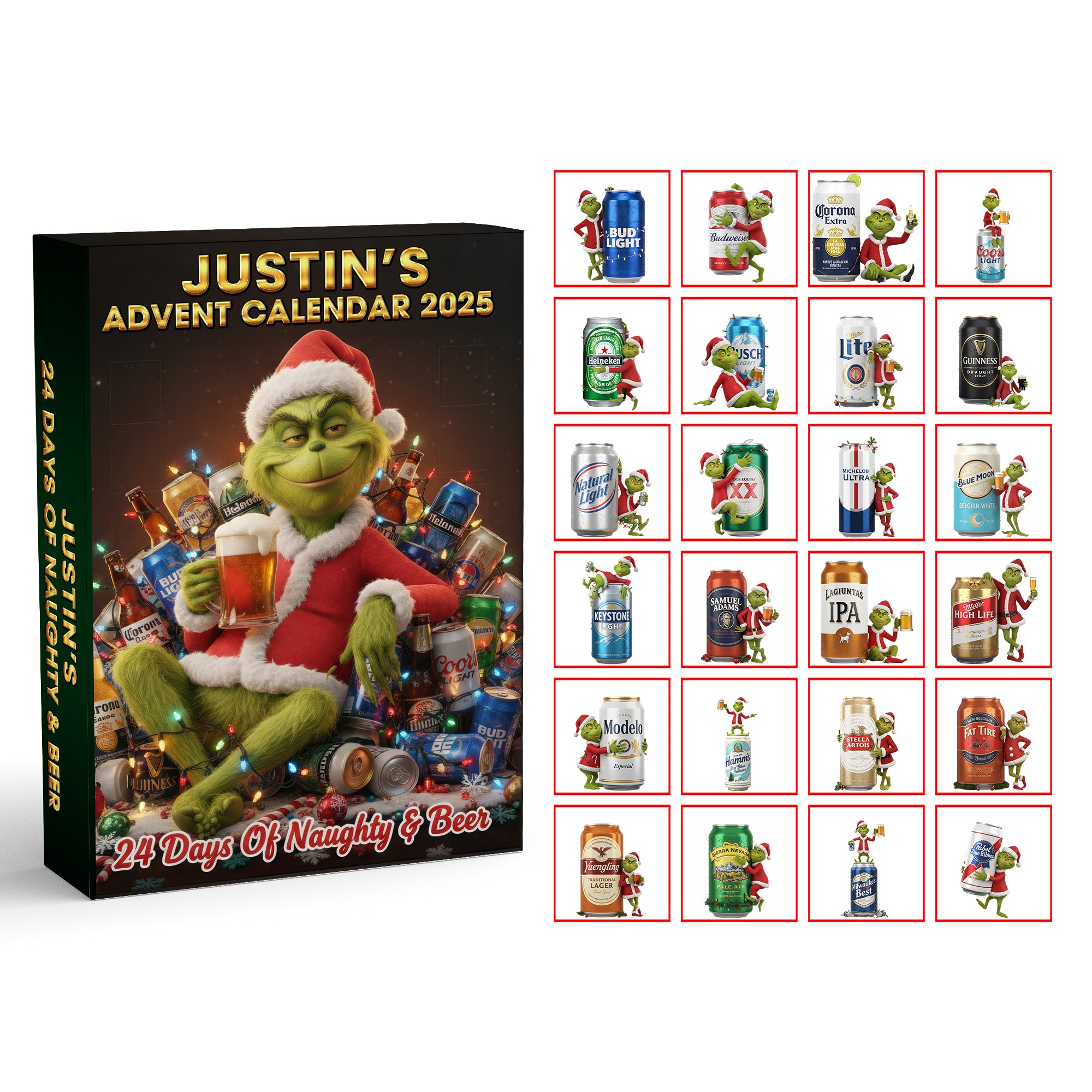 “24 Days of Naughty & Beer” - Personalized Drinking Monster Blind Box Advent Calendar for Beer Lovers Advent Calendar PopCulturePrints