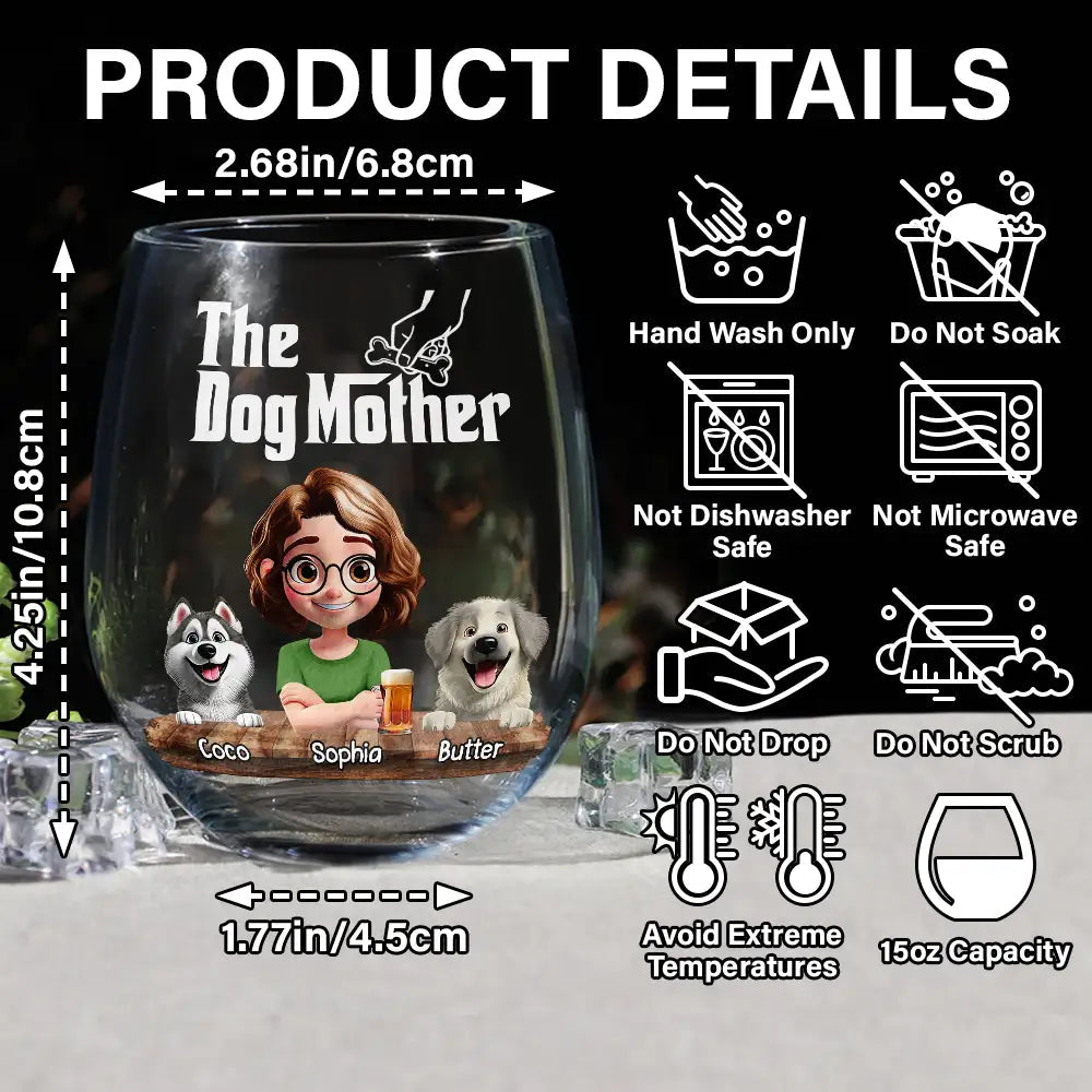 A Toast to Dog Moms - Personalized Stemless Wine Glass Wine Glass PopCulturePrints