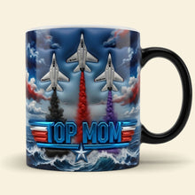 Load image into Gallery viewer, “Top Mom – A Gift as Strong as Her Love” - Personalized Fighter Jet Coffee Mug - Gift for Moms, Grandmas &amp; More Coffee Mug PopCulturePrints
