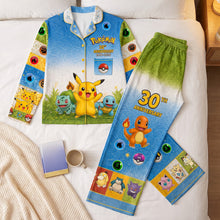 Load image into Gallery viewer, “Celebrate Pokémon’s 30th Anniversary!” - Personalized Pocker Creature Button Up Pajama Set, A Custom Gift for Pokemon Fans and Collectors
