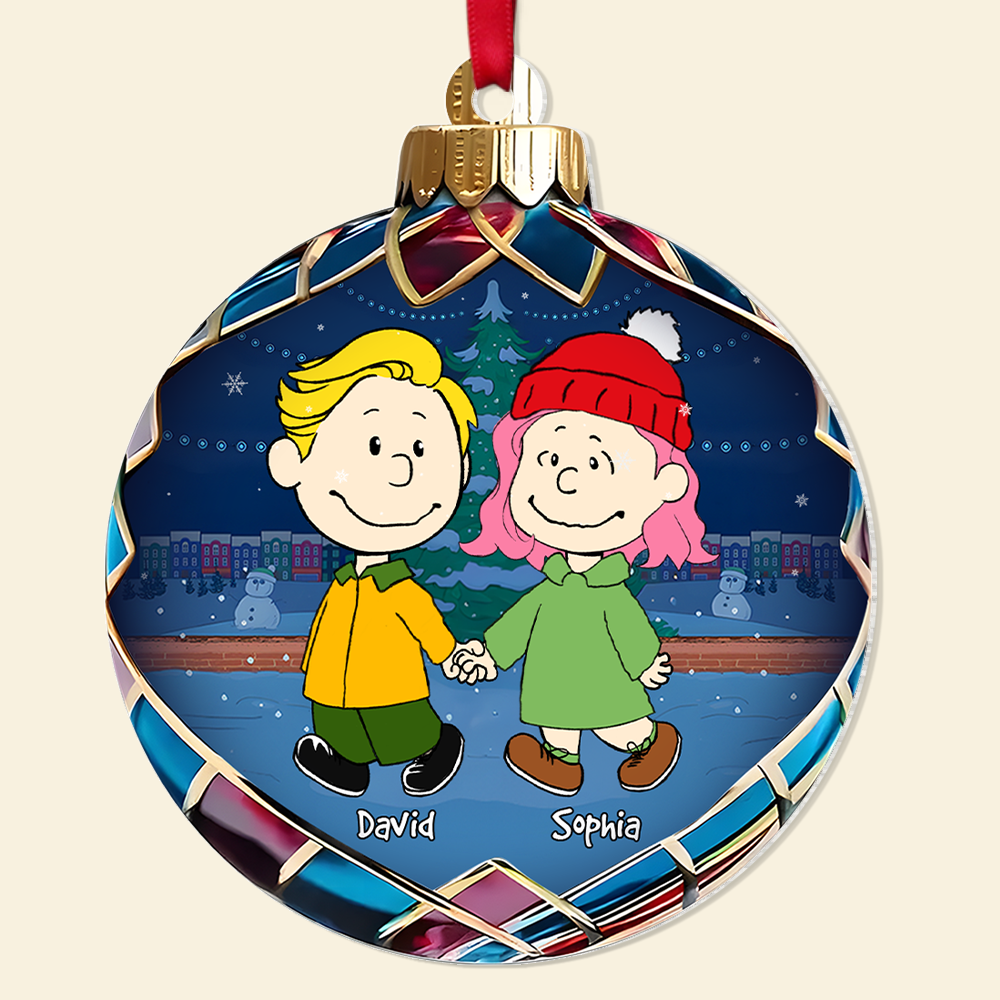 Custom Cartoon Couple Christmas Ornament