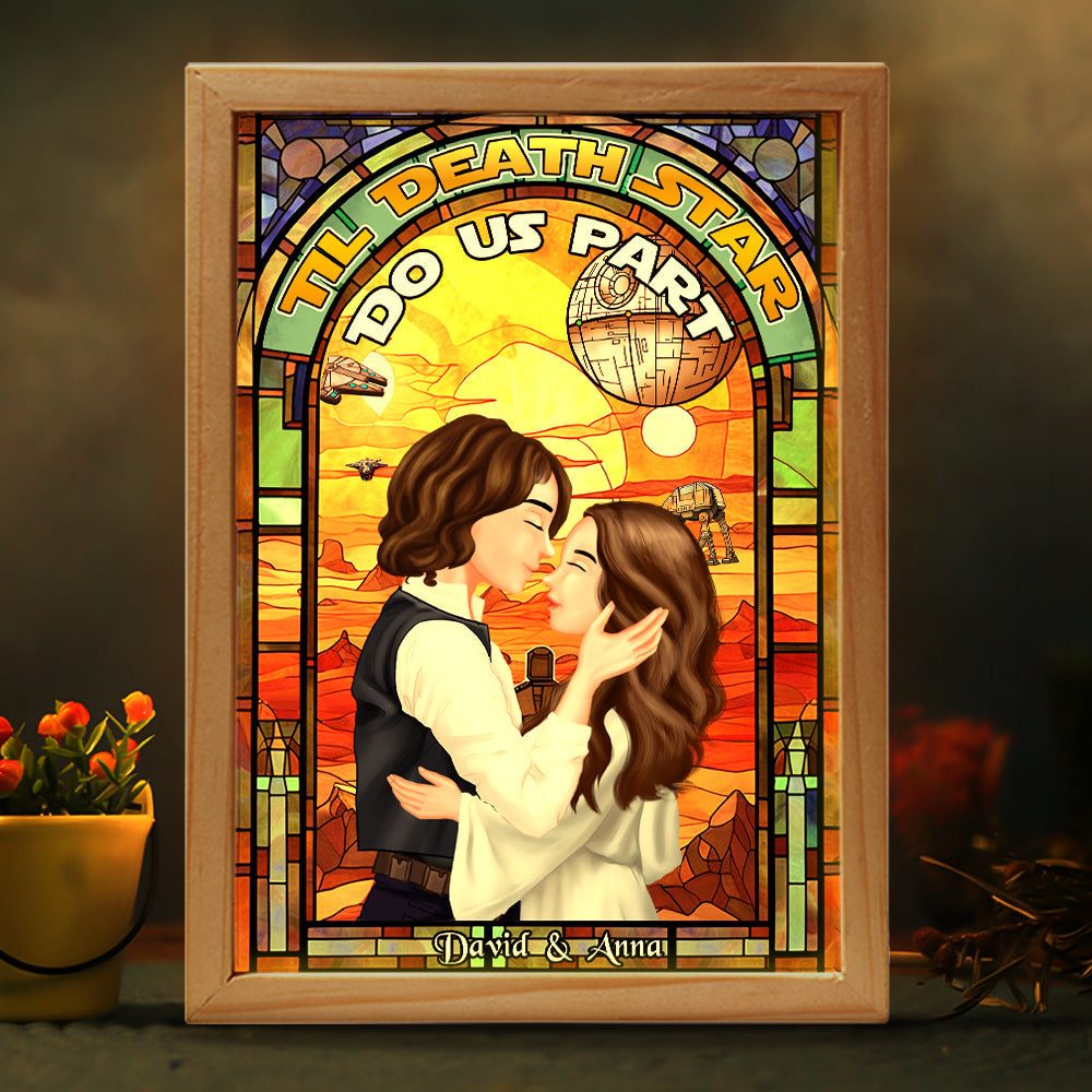 Personalized Kissing Couple Light Frame - Til Death Star Light Picture Frame PopCulturePrints