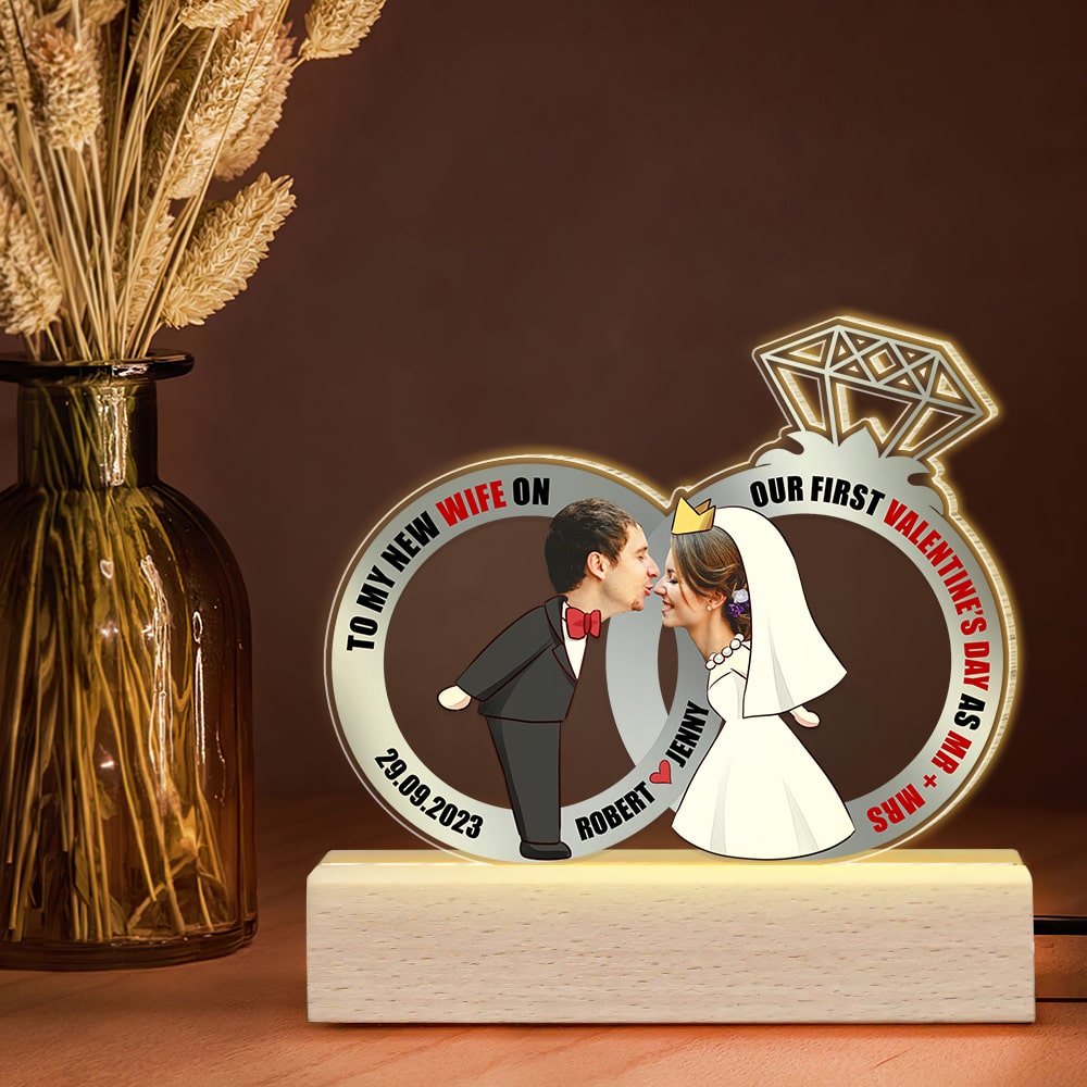 Our First Valentine's Day 3D LED Light - Personalized Gift for Newly Engaged & Newlywed Couples Led Night Light PopCulturePrints