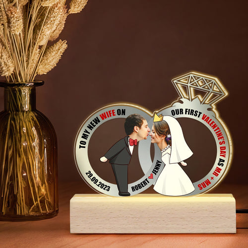Our First Valentine's Day 3D LED Light - Personalized Gift for Newly Engaged & Newlywed Couples Led Night Light PopCulturePrints