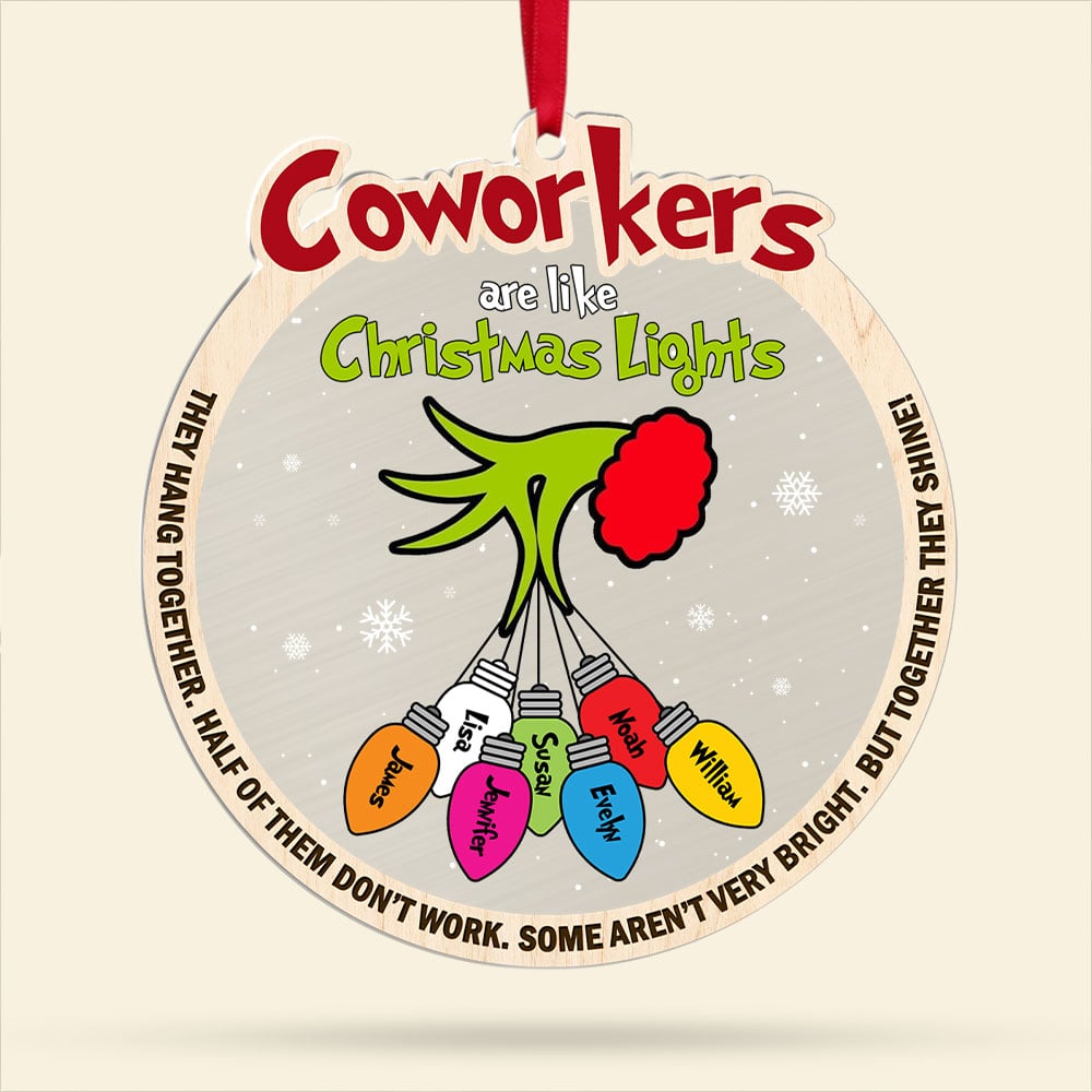 Personalized Christmas Ornament for Coworkers: Festive Lights Design