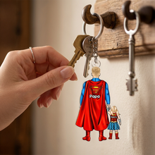 Load image into Gallery viewer, Power Dad and His Sidekicks - Personalized Keychain for Dad and Grandpa Keychains PopCulturePrints
