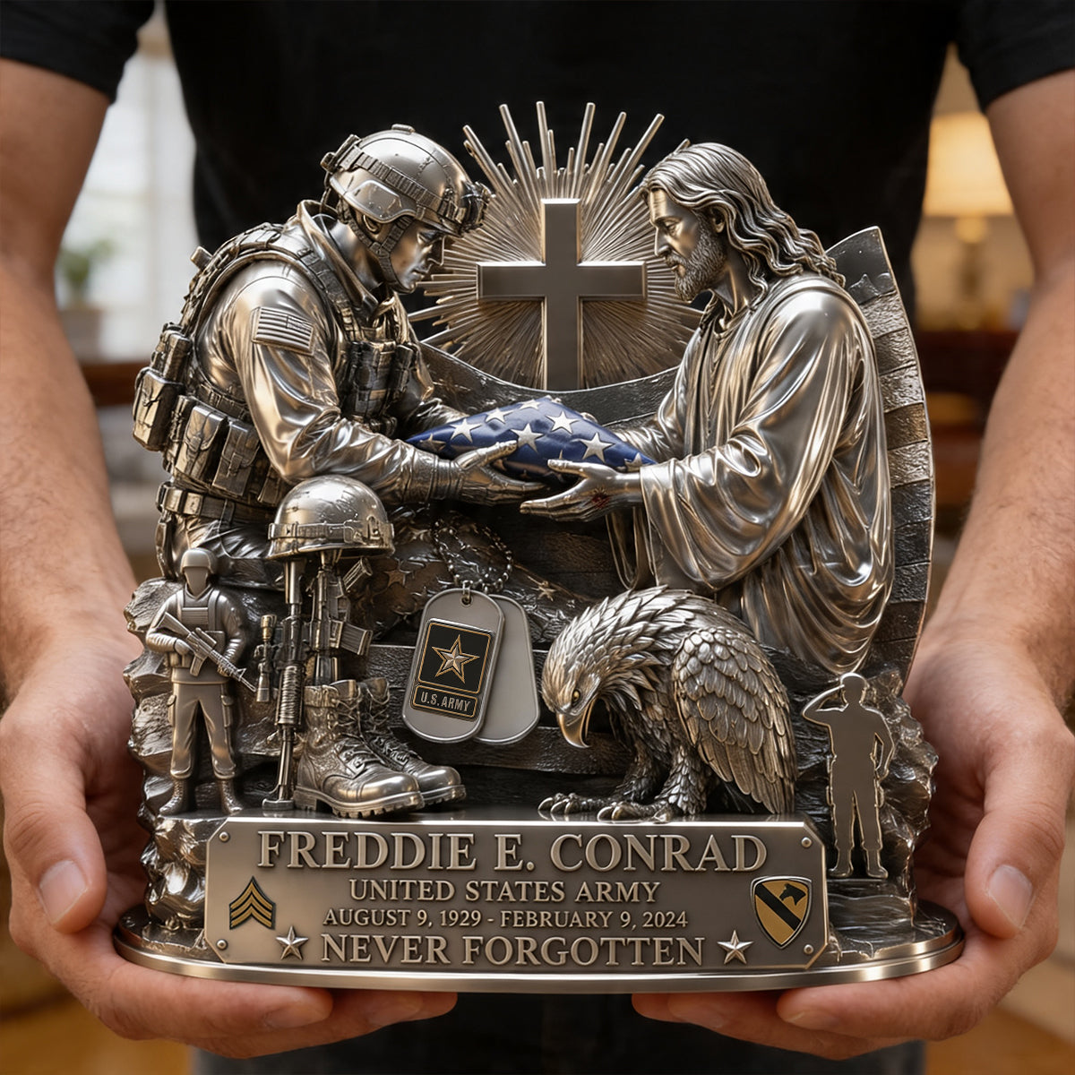 God Bless Our Veteran Plaque - A Personalized Keepsake to Honor Your Loved One