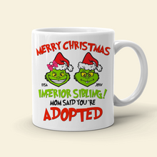 Load image into Gallery viewer, Funny Sibling Christmas Mug - Personalized Grinches Design Coffee Mug PopCulturePrints
