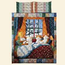 Load image into Gallery viewer, Cozy Cat Christmas Quilt Bed Set - Perfect Gift for Cat Lovers
