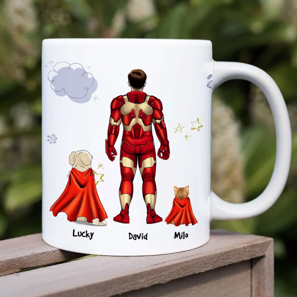 Personalized Superhero Pet Mug - Custom Names & Fun Design Coffee Mug PopCulturePrints