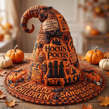 Load image into Gallery viewer, "Oh look, Another glorious morning!" - Macabre Spell Sisters Quilted Witch Hat - Personalized Gift for Witch Lovers
