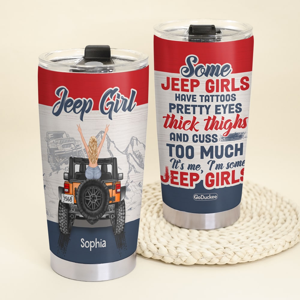 Personalized Jeep Girls Tumbler - Custom Name Travel Mug