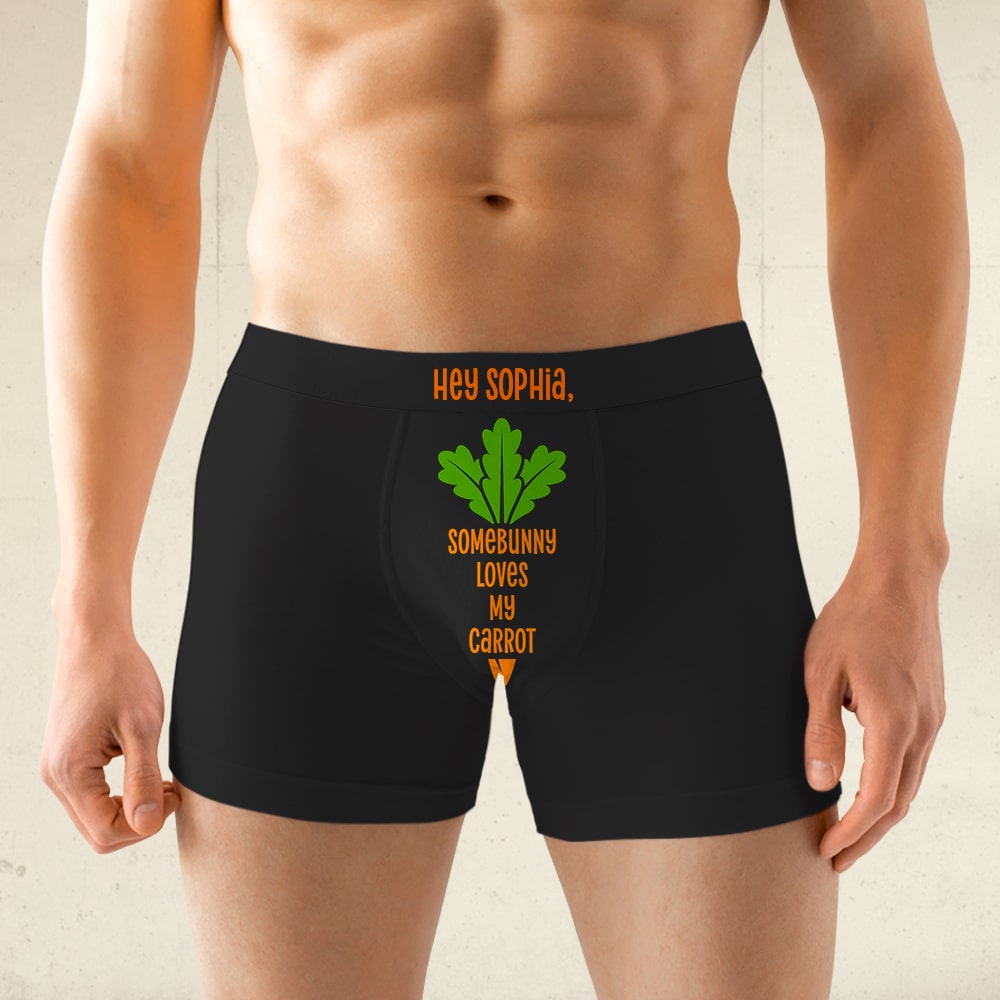 Personalized Men's Boxers - Carrot Bunny Design | Valentine's Day Gifts Boxer Briefs PopCulturePrints