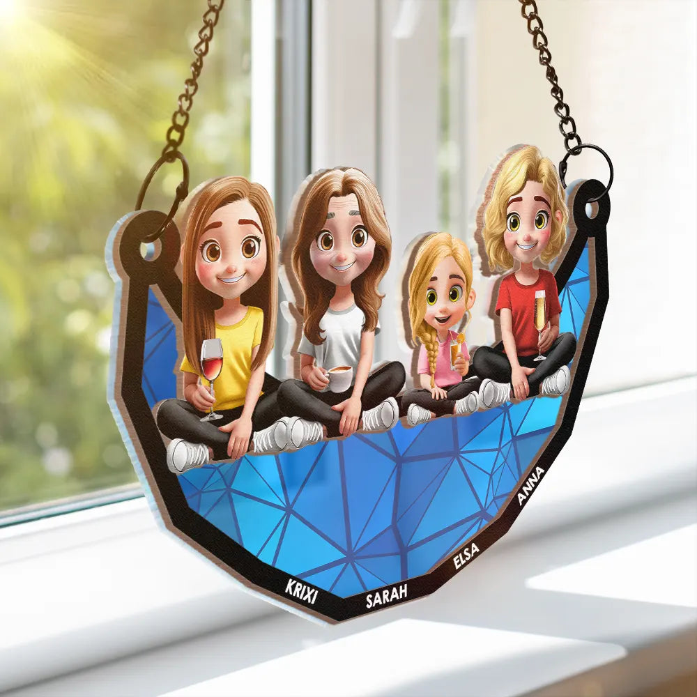 We Love You Mom - Personalized 3D Cartoon Window Hanging Suncatcher Ornament Suncatcher Ornament PopCulturePrints