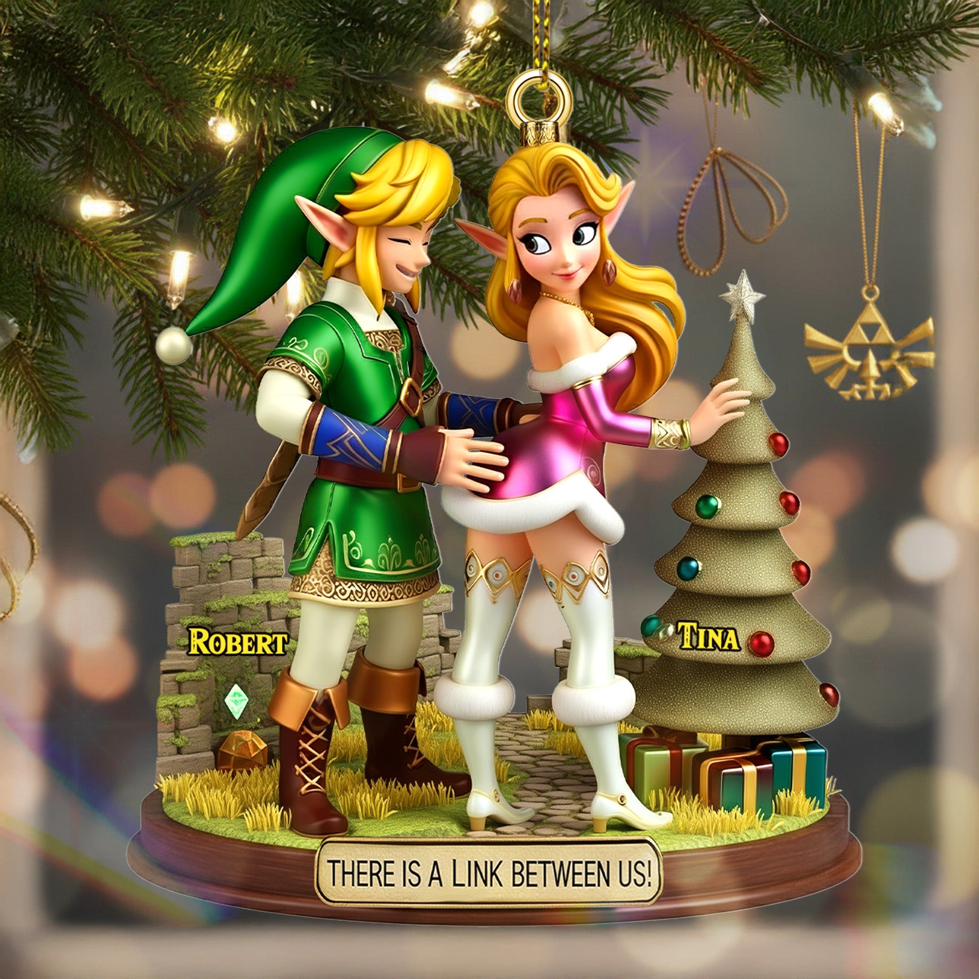 “There is a Link Between Us!” - Unique Personalized Couple Christmas Ornament Ornament PopCulturePrints
