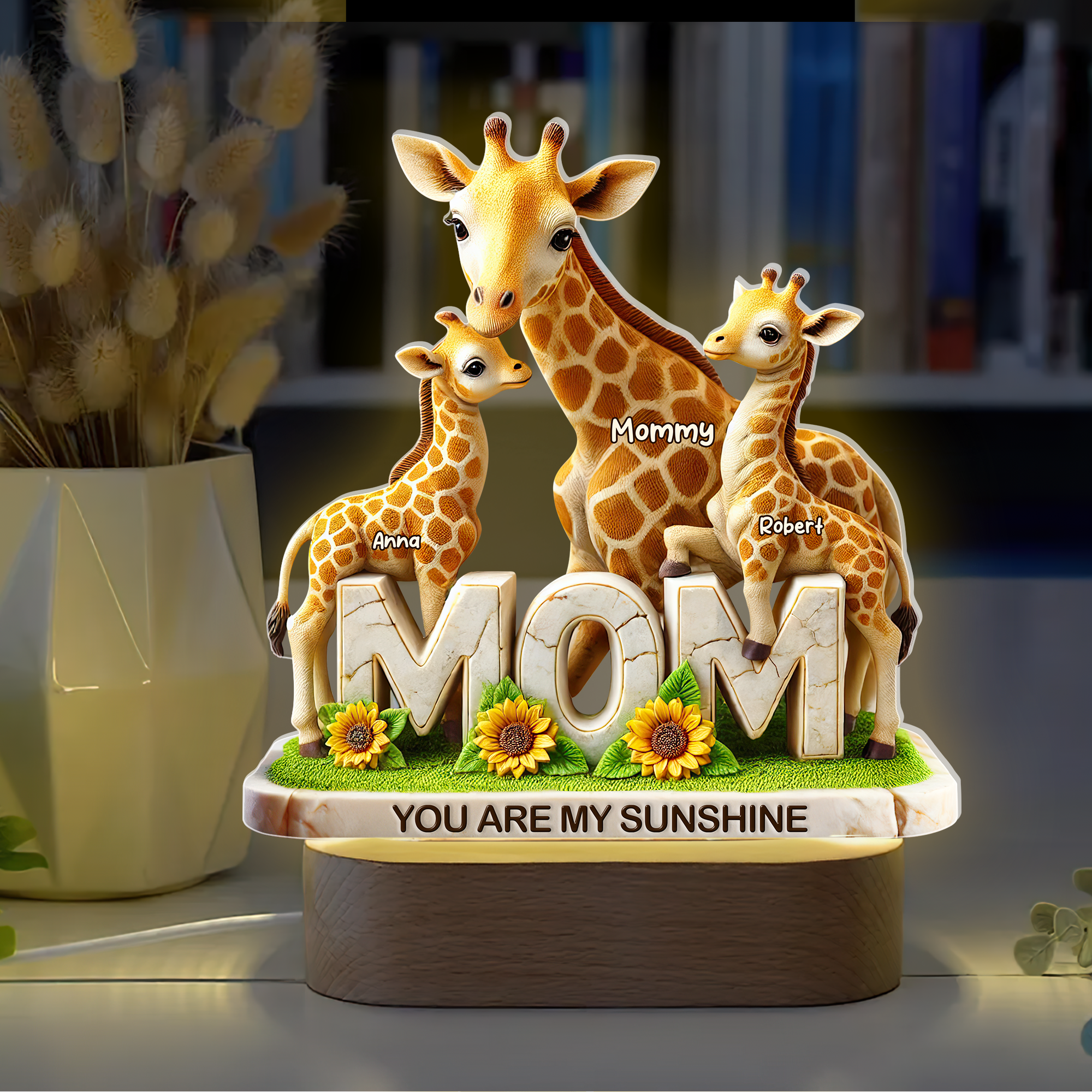 You Are My Sunshine - Personalized Giraffe Mom LED Light - Unique Gift for Mom and Grandma Led Night Light PopCulturePrints