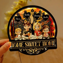 Load image into Gallery viewer, Home Sweet Home Family - Personalized LED Light Wooden Plaque LED Light Wooden Plaque PopCulturePrints
