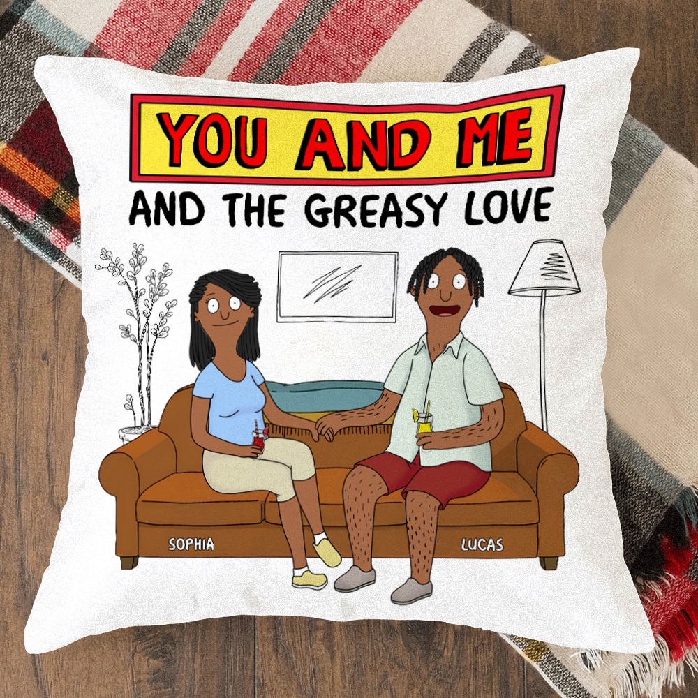 You and Me & The Greasy Love - Personalized Couple Pillow Pillow PopCulturePrints