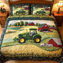 Load image into Gallery viewer, &quot;Rev up your dreams with our Green Tractor On The Farm Quilt Bedding Set&quot; - Personalized Bedding for Tractor Lovers Blanket PopCulturePrints
