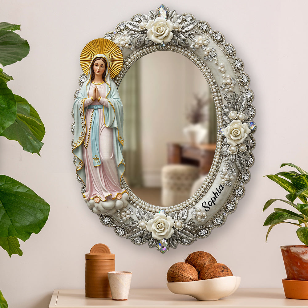 “Embrace Divine Grace” - Personalized Virgin Mary Mirror - Meaningful Gift for Believers & Loved Ones Mirror PopCulturePrints