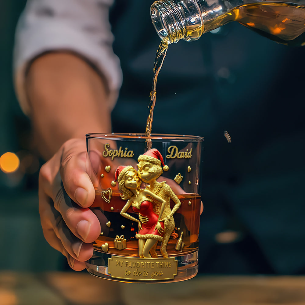 Love in Every Sip - Cheeky Couple Drinking Glass, Custom Gifts for Couples Whiskey Glass PopCulturePrints