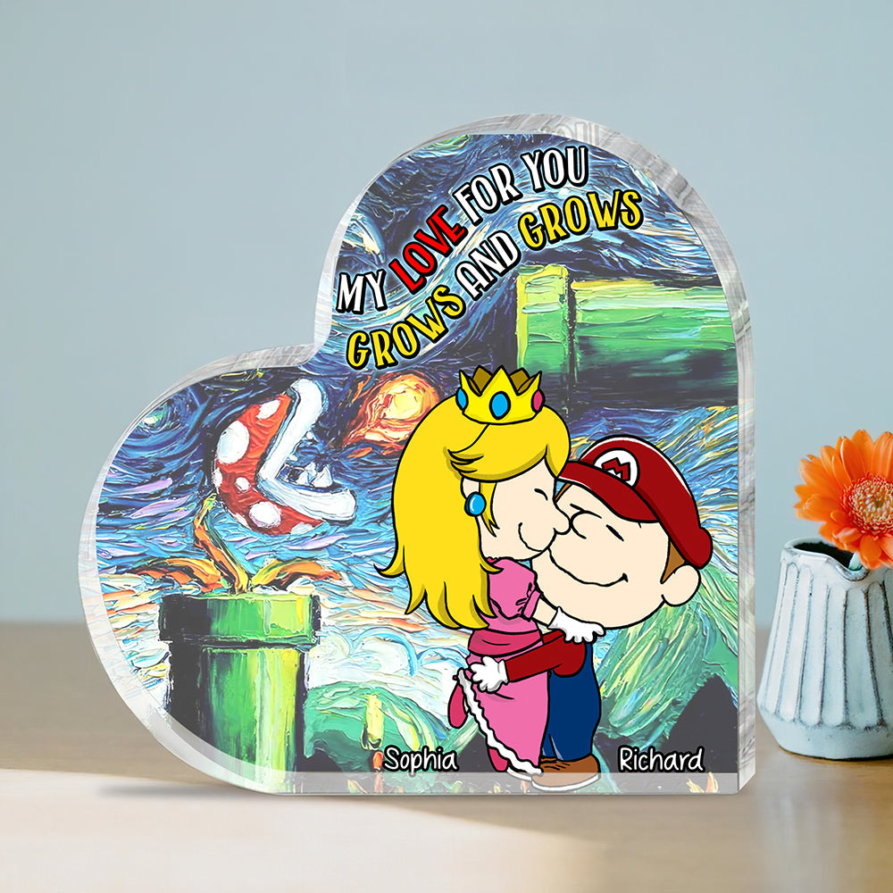 Personalized Heart Shaped Acrylic Plaque - My Love Grows Shaped Plaques PopCulturePrints