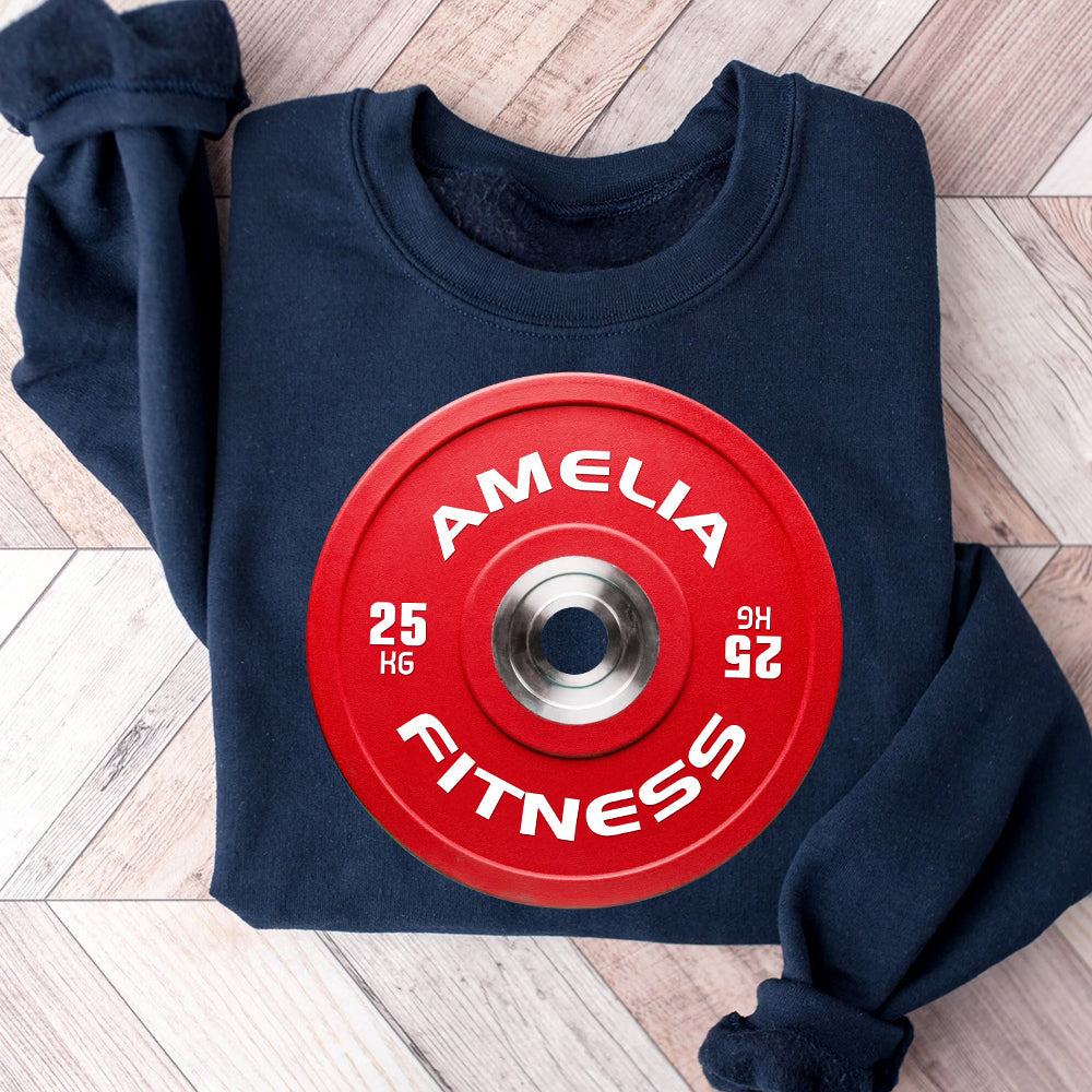 Custom Gymer Christmas Sweatshirt - Personalized Bumper Plate Design