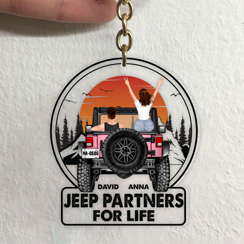 Personalized Jeep Partners for Life Keychain