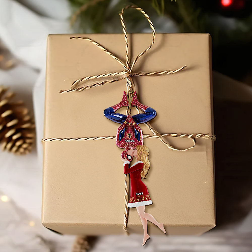 Love in the Air: Personalized Spider-Man Couple Ornament - Unique Gift for Couples Ornament PopCulturePrints