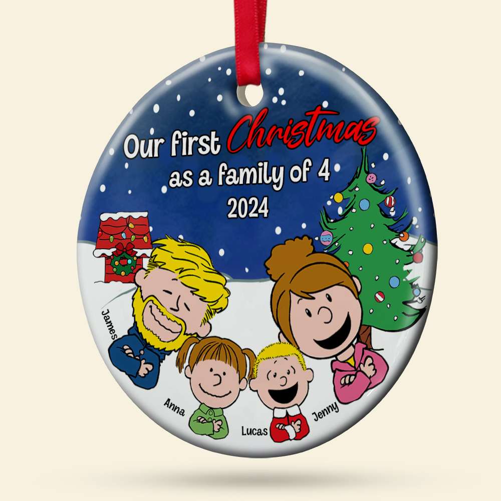 Personalized Family Christmas Ornament - Our First Christmas as a Family of 4 2024