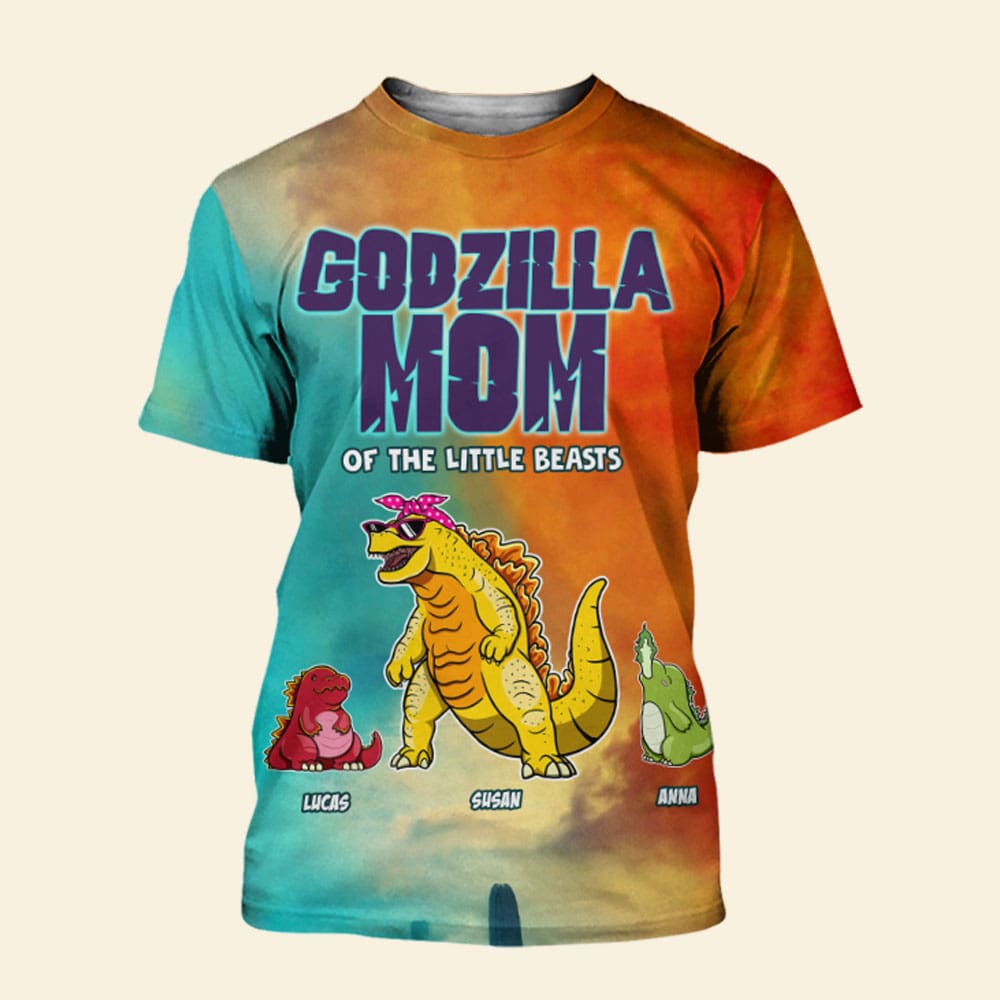 Personalized Godzilla Mom Shirt - Fun Gift for Mother's Day AOP Products PopCulturePrints