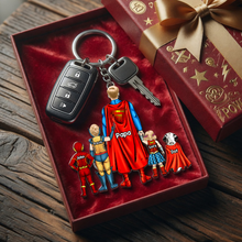 Load image into Gallery viewer, Power Dad and His Sidekicks - Personalized Keychain for Dad and Grandpa Keychains PopCulturePrints
