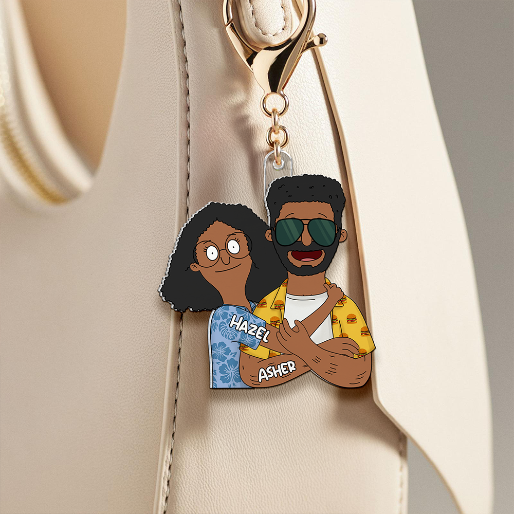 Personalized Hugging Couple Keychain | Unique Valentine's Day Gifts for Couples Keychains PopCulturePrints