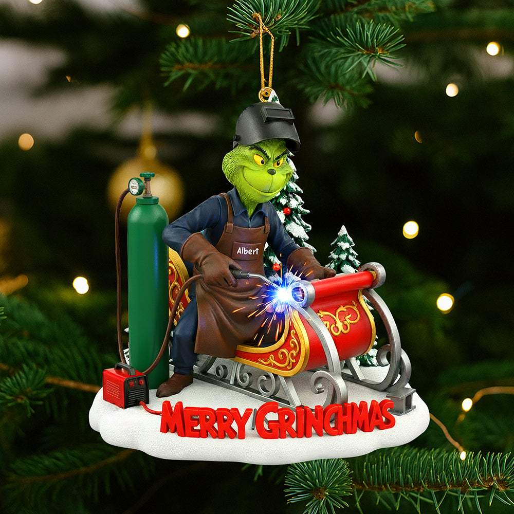 “Guess Who Made Santa's Sleigh?” - Personalized Badass Welder Christmas Ornament Ornament PopCulturePrints