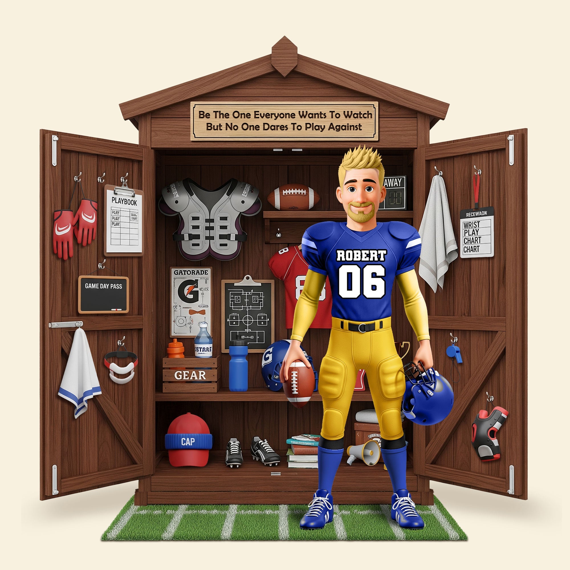 Be The One Everyone Wants To Watch - Personalized Football Locker Plaque for Football Lovers Shaped Plaques PopCulturePrints
