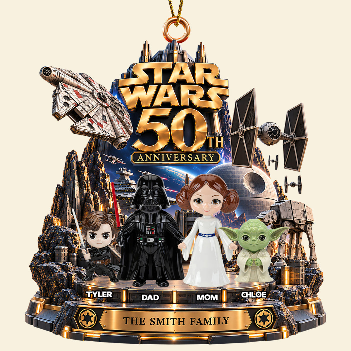 "Celebrate 50 Years of Adventure!" - Custom Personalized Ornament - Gift for Family, Anniversary, Star Wars Fans