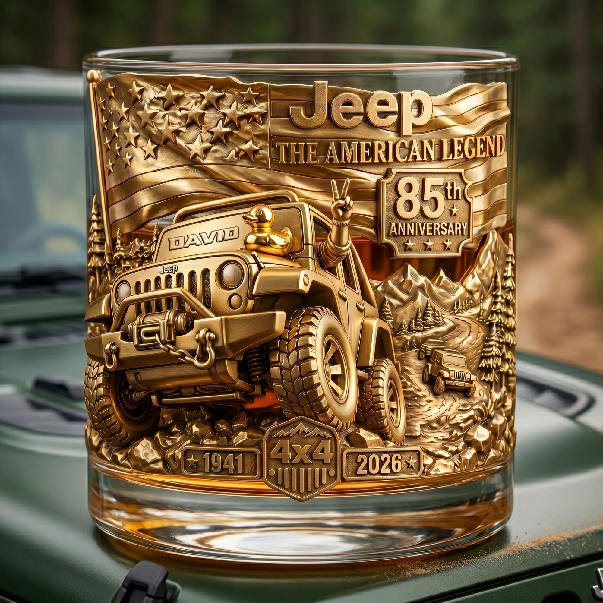 Celebrate the Legend: 85th Anniversary Off-Road Round Glass - Personalized Gifts for Jeep Enthusiasts