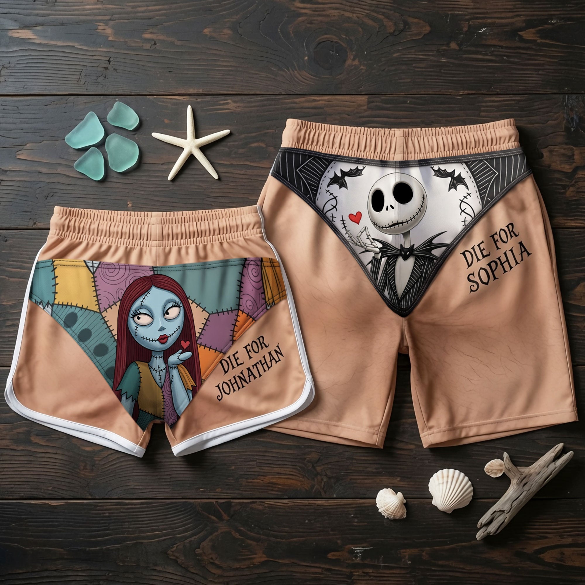 "Die For You" Beach Shorts Set - Custom Personalized Gifts for Couples
