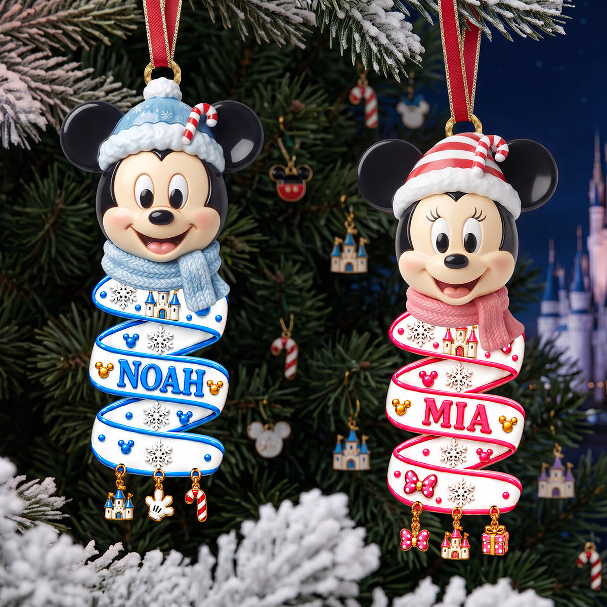 Celebrate the Season with Custom Spiraling Character Acrylic Ornaments - Perfect Personalized Gift for Loved Ones