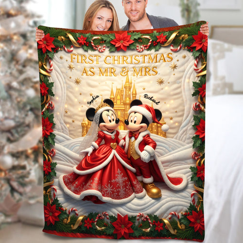 Celebrate Your First Christmas Together - Personalized Blanket for Couples Blanket PopCulturePrints