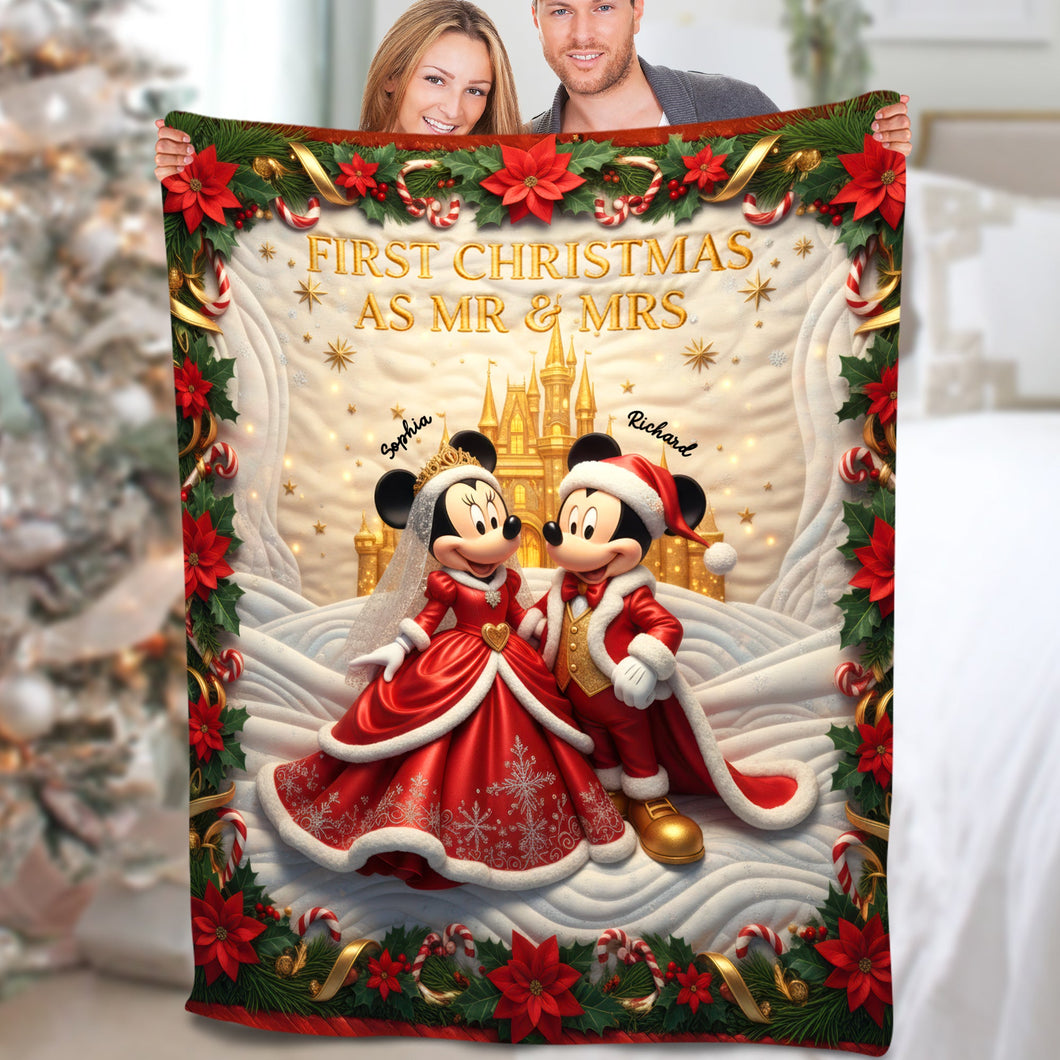 Celebrate Your First Christmas Together - Personalized Blanket for Couples Blanket PopCulturePrints