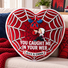 Load image into Gallery viewer, You Caught Me In Your Web - Romantic Kissing Duo Pillow | Personalized Love Gift for Couples Pillow PopCulturePrints
