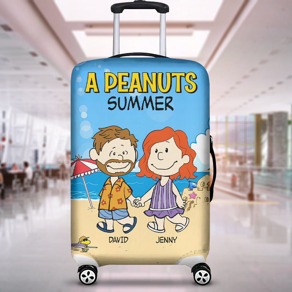 Customizable Peanuts-Themed Luggage Cover for Couples - Summer Edition