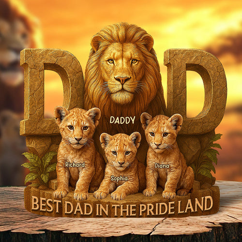 Best Dad In The Pride Land - Personalized Plaque for Dads Shaped Plaques PopCulturePrints