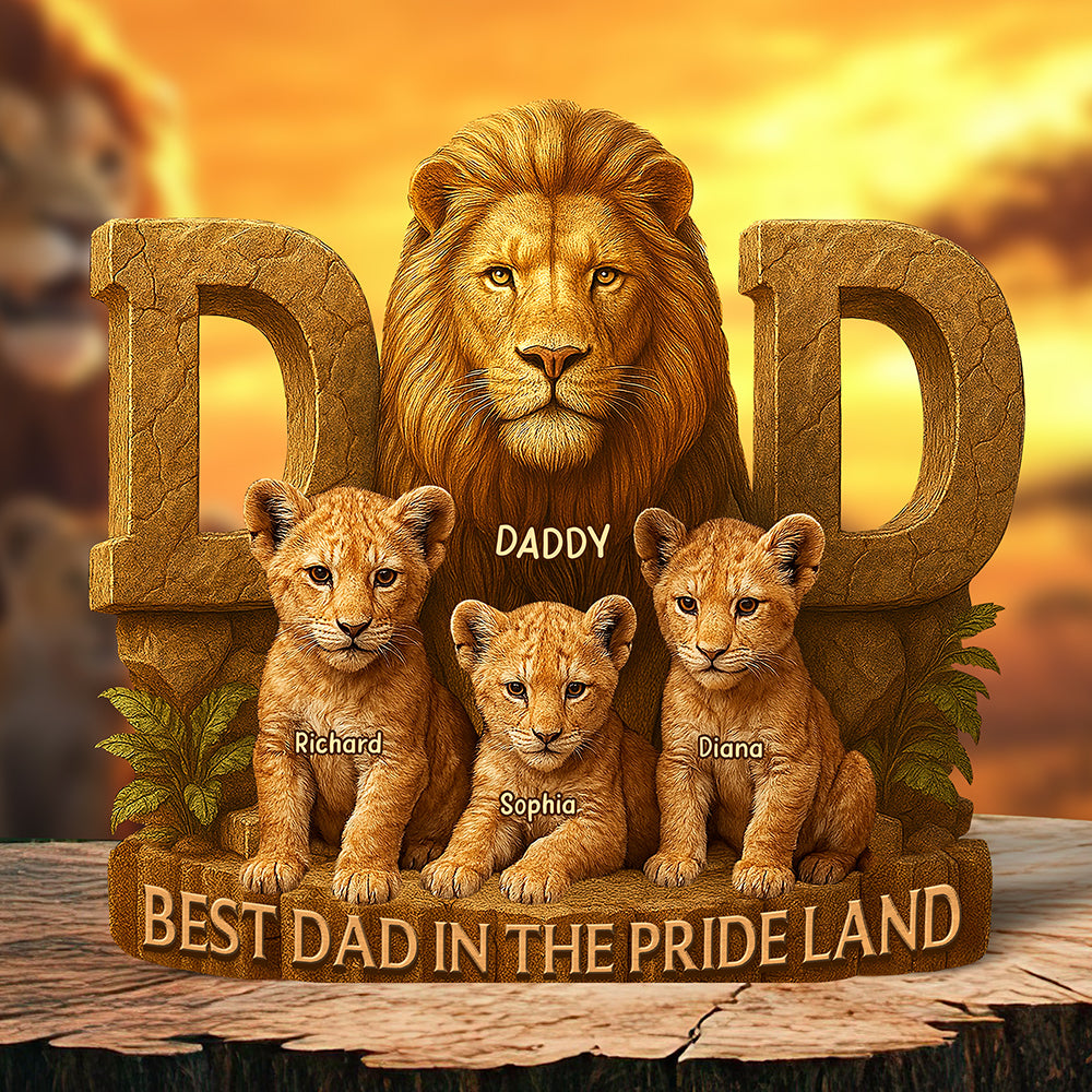 Best Dad In The Pride Land - Personalized Plaque for Dads Shaped Plaques PopCulturePrints