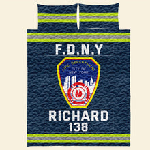 Load image into Gallery viewer, Custom Fire Department Quilt Bedding Set - Personalized Gifts for Firefighters Blanket PopCulturePrints
